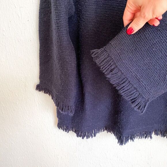 Boden Navy Blue Fringe-Trim Sweater Womens US 14 Wool Alpaca Knit Blend K0318 - Picture 4 of 8